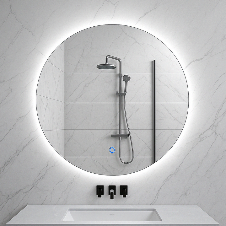 Novi ronde spiegel Wiesbaden met LED, dimbaar 60 cm in geborsteld messing