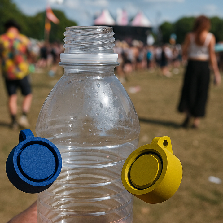 Universal round 3D‑Printed Festival Bottle Cap – Watertight Party Cap Replacement for Spa, Coca‑Cola & More - Goat Corp