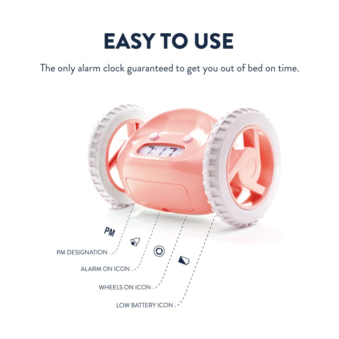 Clocky Pink - Alarm clock on wheels - Goat Corp