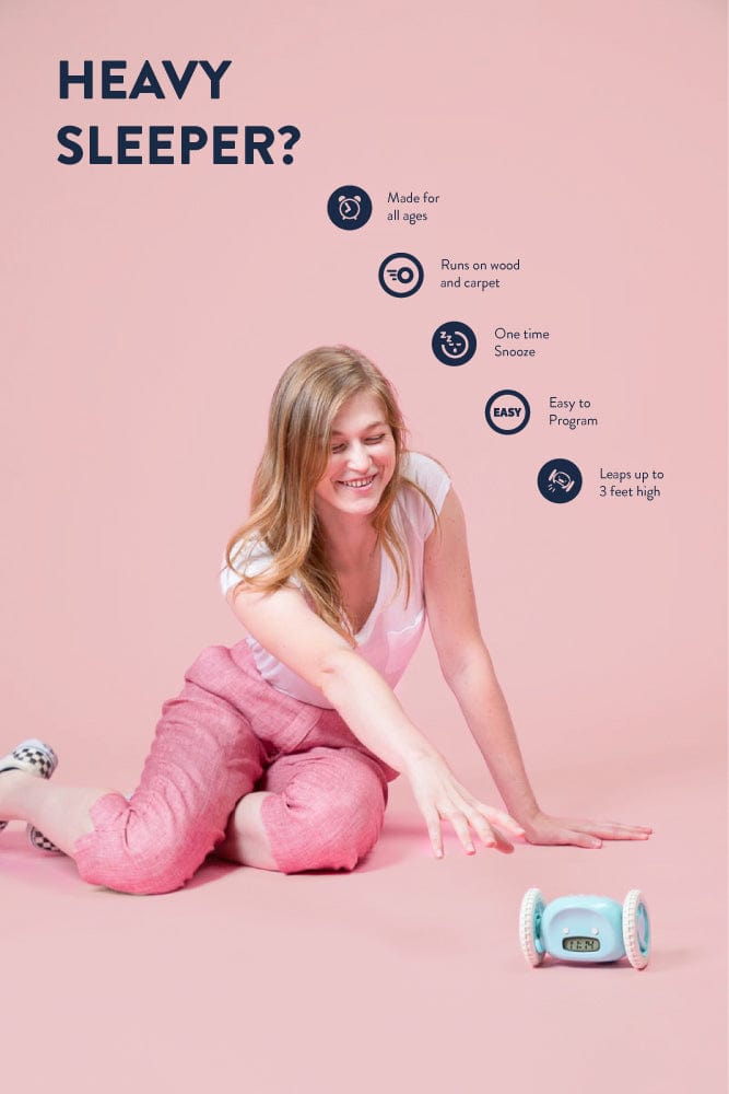 Clocky Blue - Alarm clock on wheels - Goat Corp