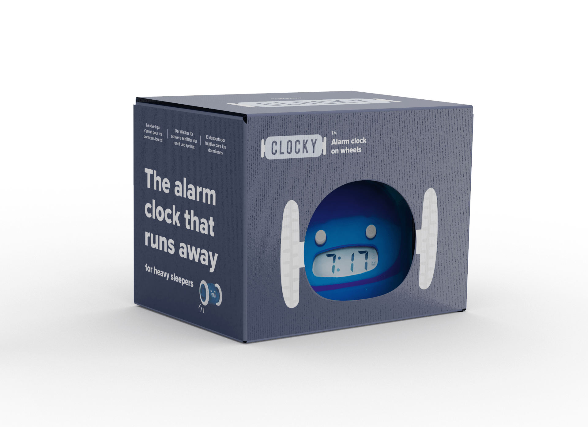 Clocky Navy - Alarm clock on wheels - Goat Corp