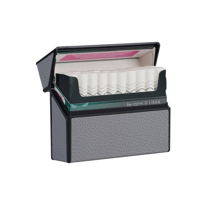 For IQOS Series Electronic Cigarette Grooved Leather PC Storage Box(Grey)