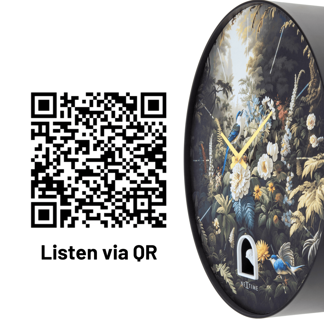 Wall clock 30cmØ - Plastic - Black - Cuckoo - NeXtime 'Vanity Cuckoo' - Goat Corp