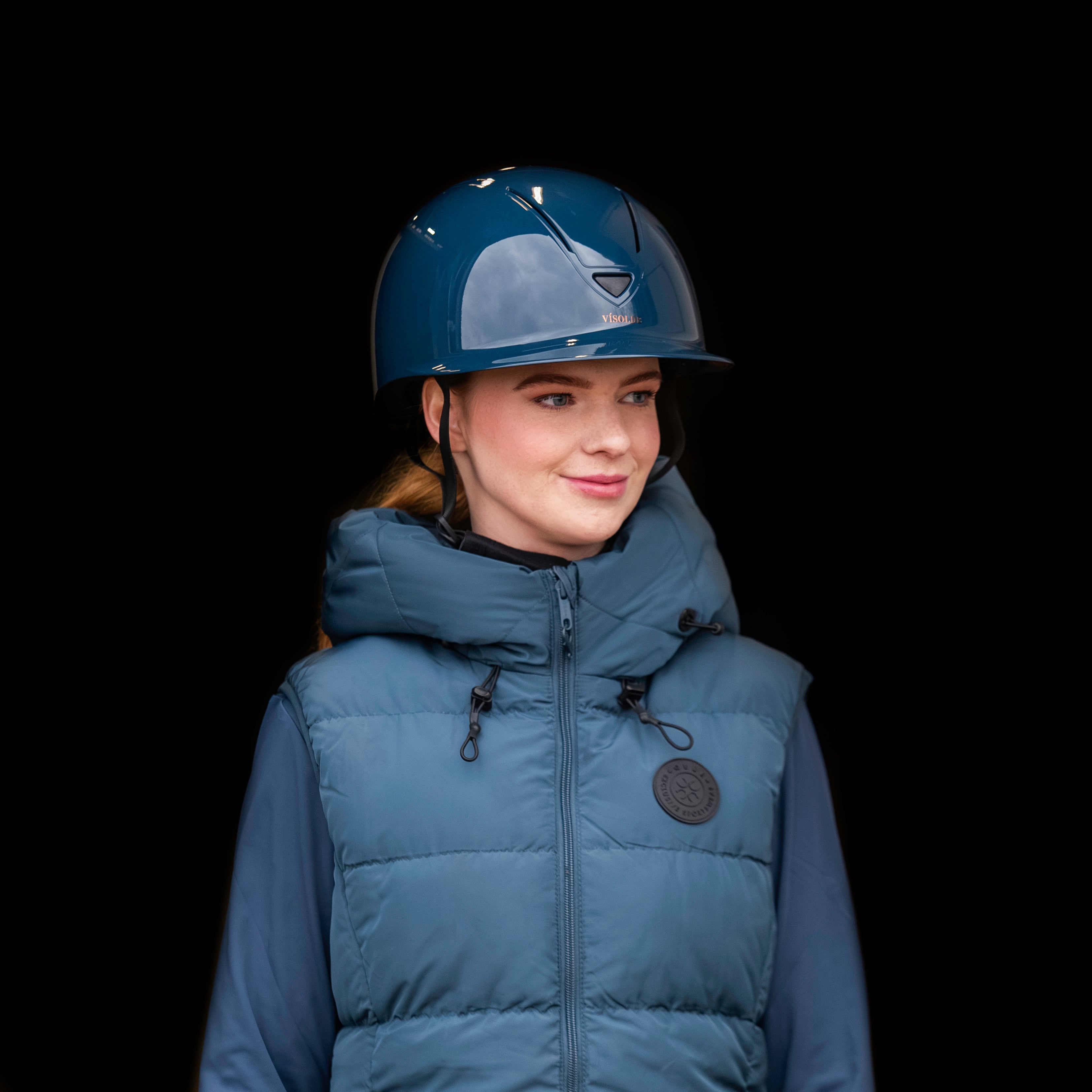 Schaal paardrijhelm Petrol blauw