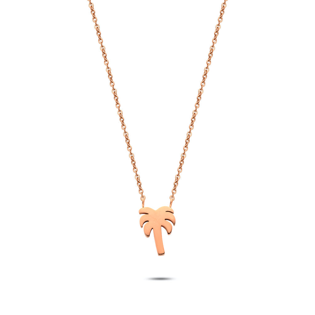 Palm tree necklace rosé gold