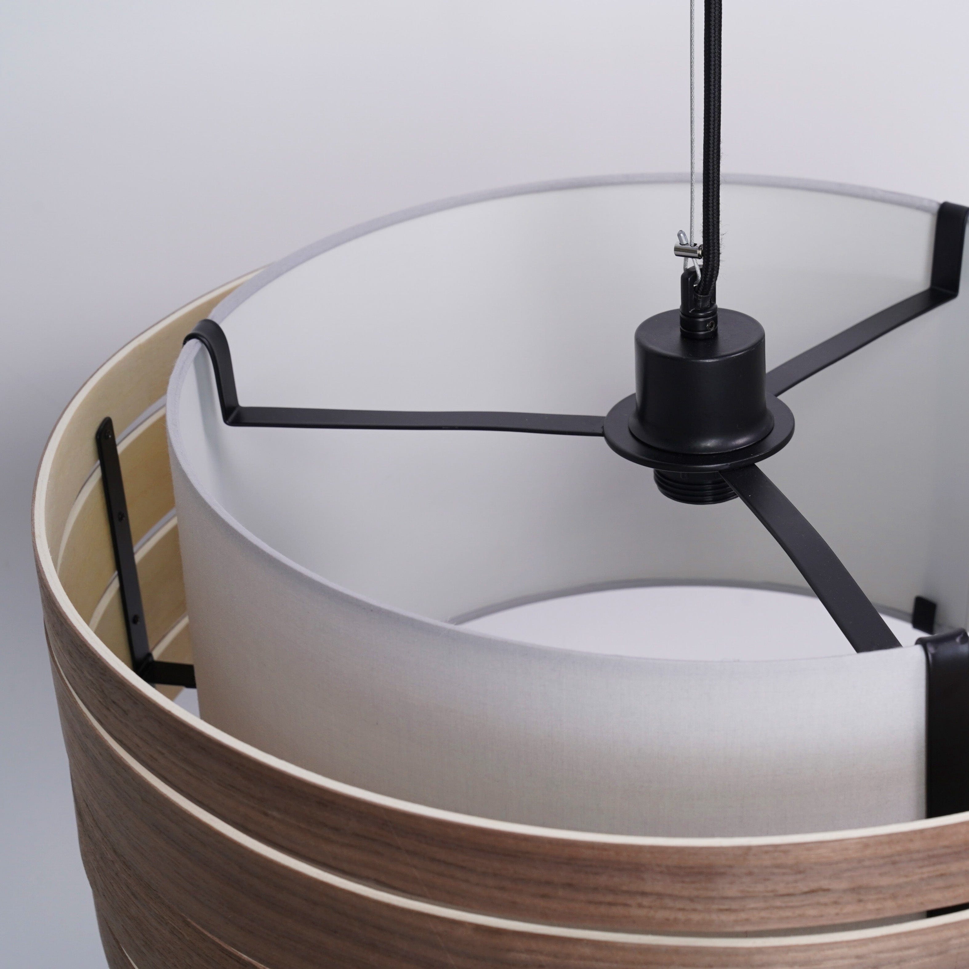 Pendant Electric Unit (Universal E27) 150cm - Stainless Steel wire-Fabric power cable-Black-"Beam" - Goat Corp