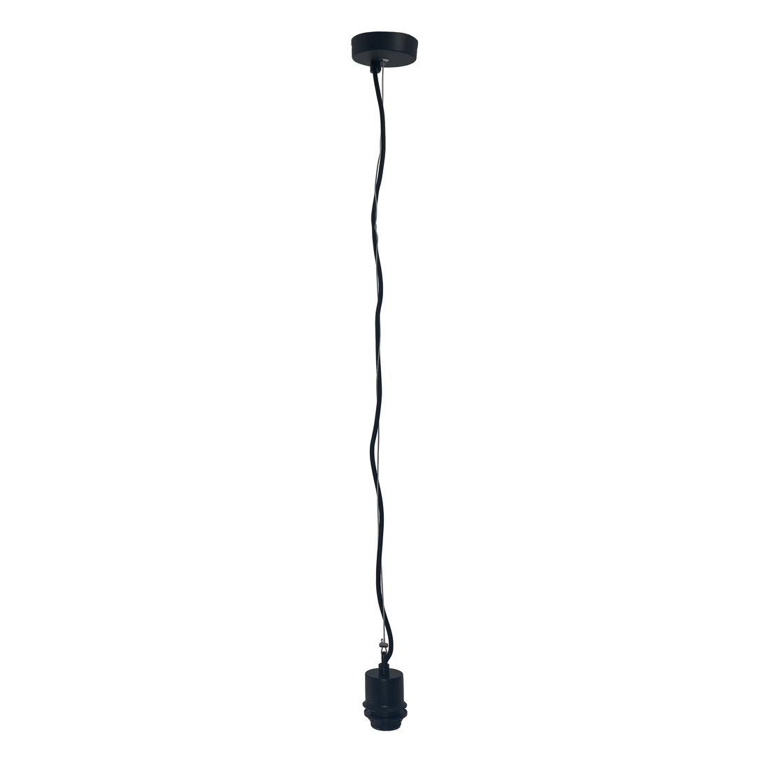 Pendant Electric Unit (Universal E27) 150cm - Stainless Steel wire-Fabric power cable-Black-"Beam" - Goat Corp