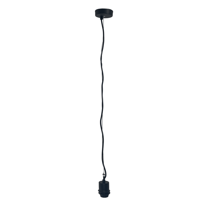 Pendant Electric Unit (Universal E27) 150cm - Stainless Steel wire-Fabric power cable-Black-"Beam" - Goat Corp