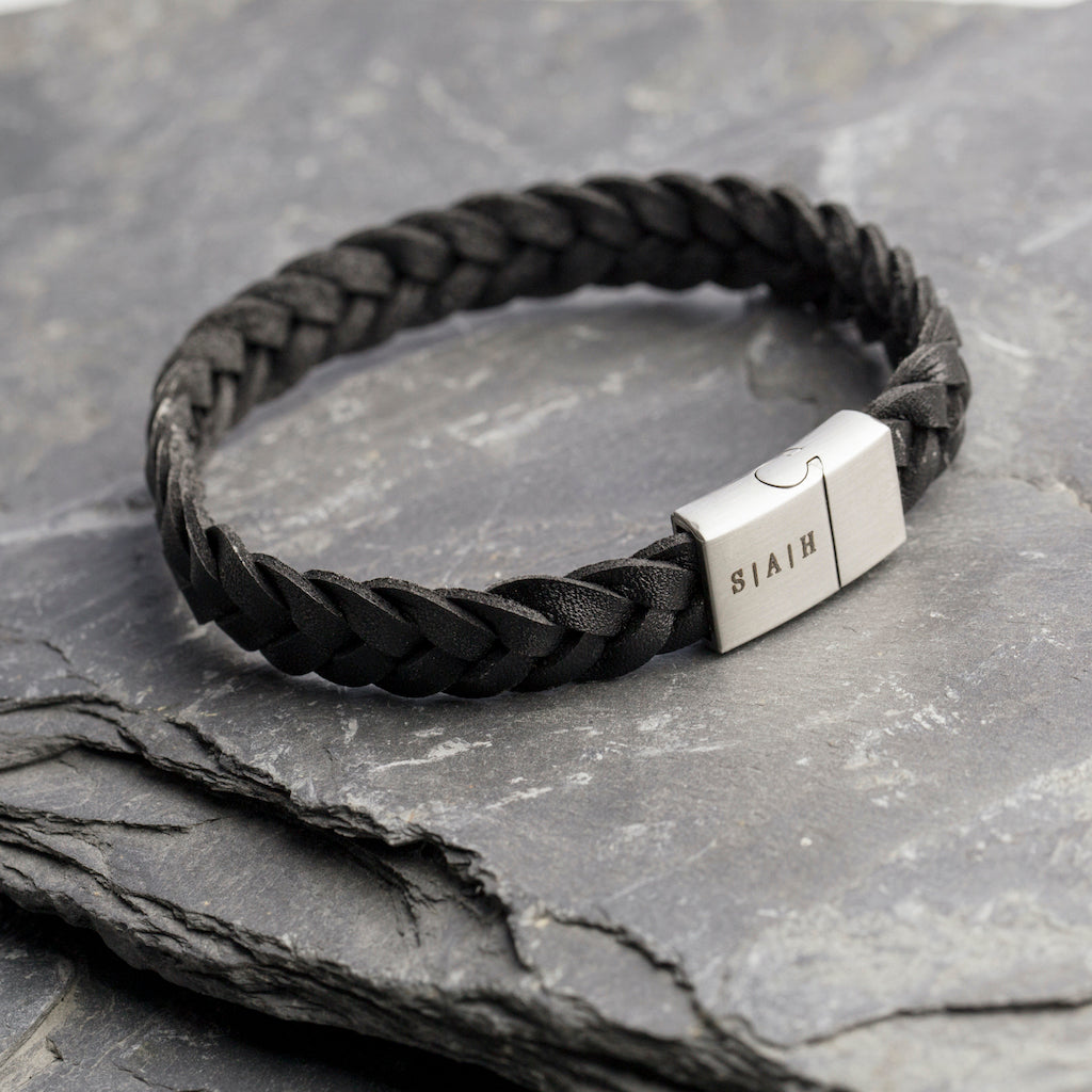 Braided initial leather