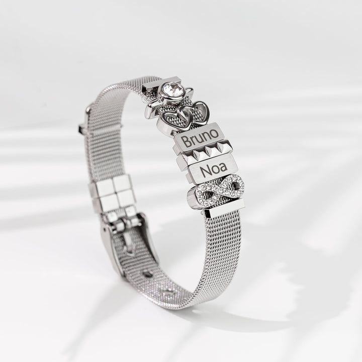 Mesh charm infinity stones silver