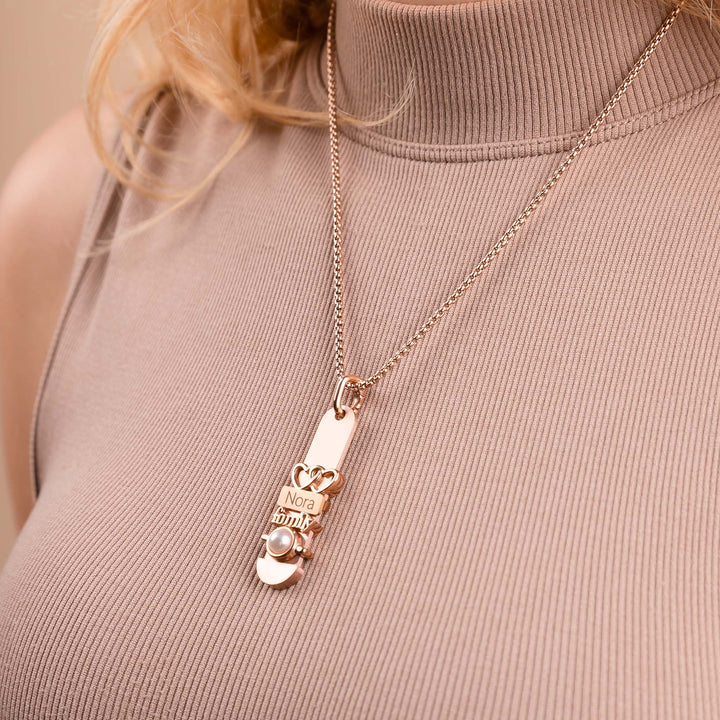 Mesh charm necklace rosé gold