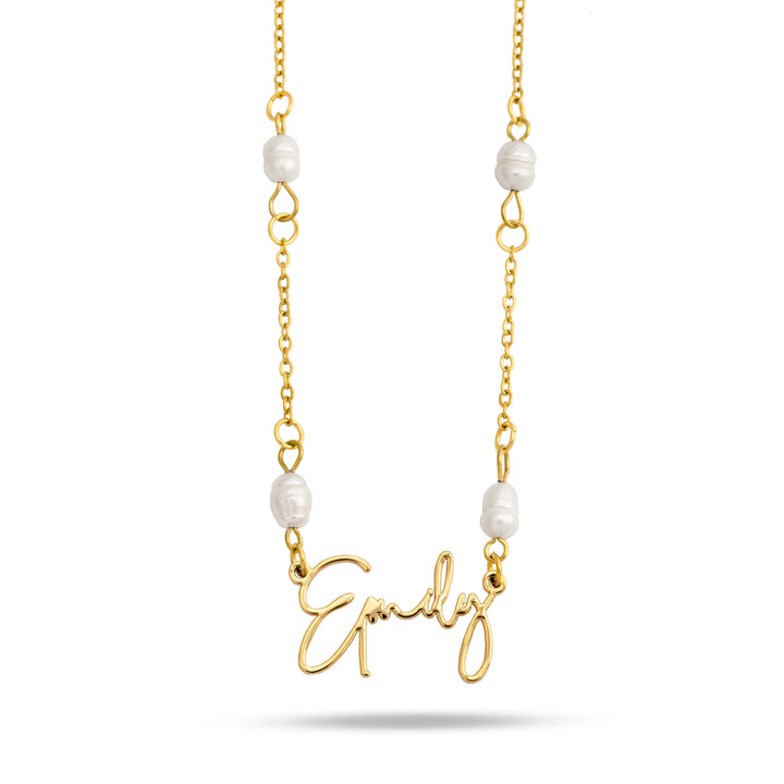 Pearl Noa name necklace gold