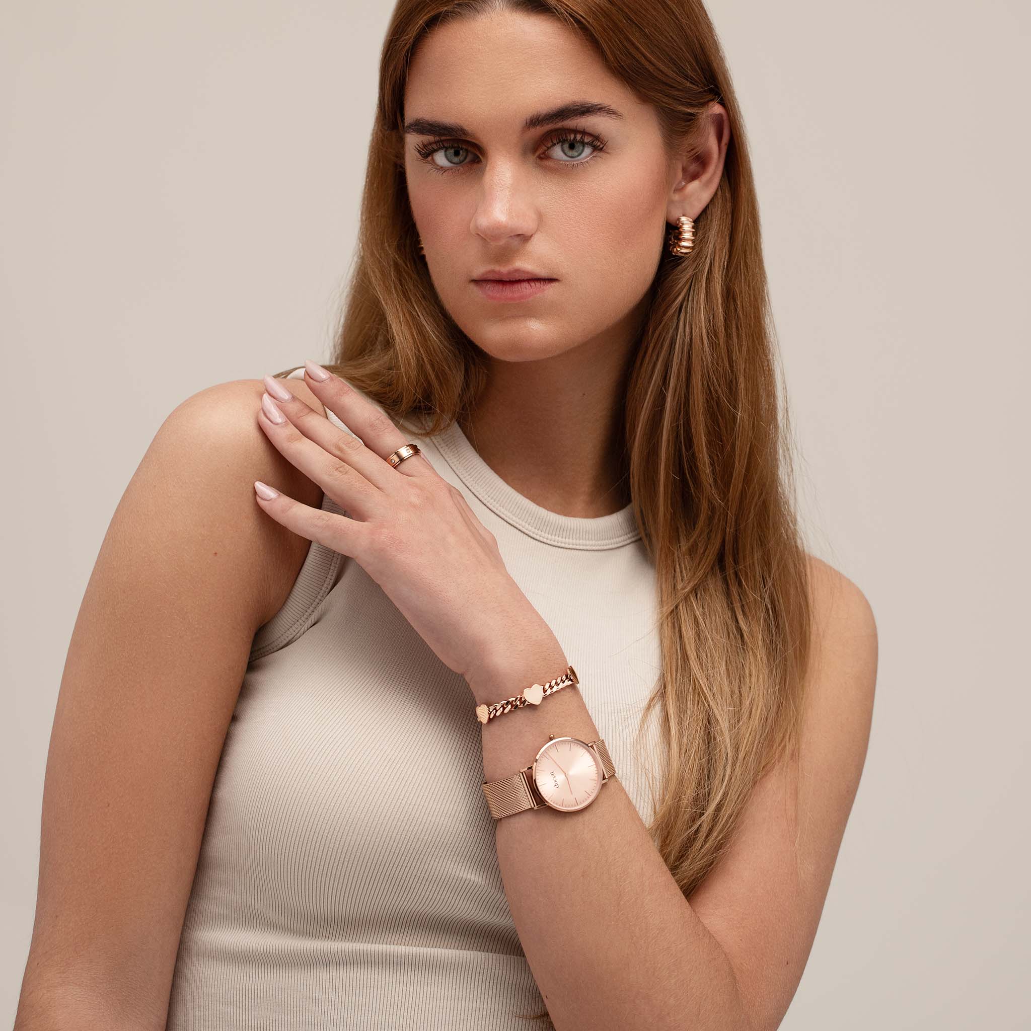 Five hearts bracelet rose gold