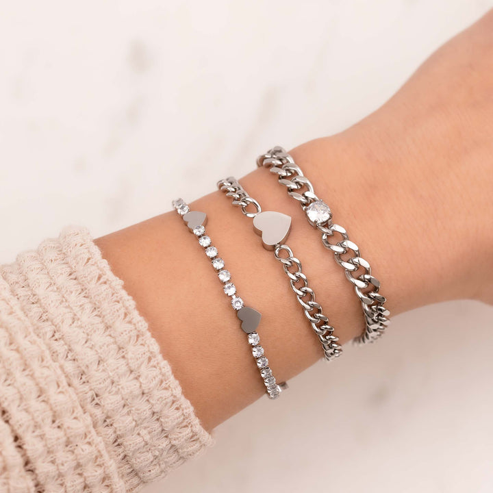 Sparkling hearts silver