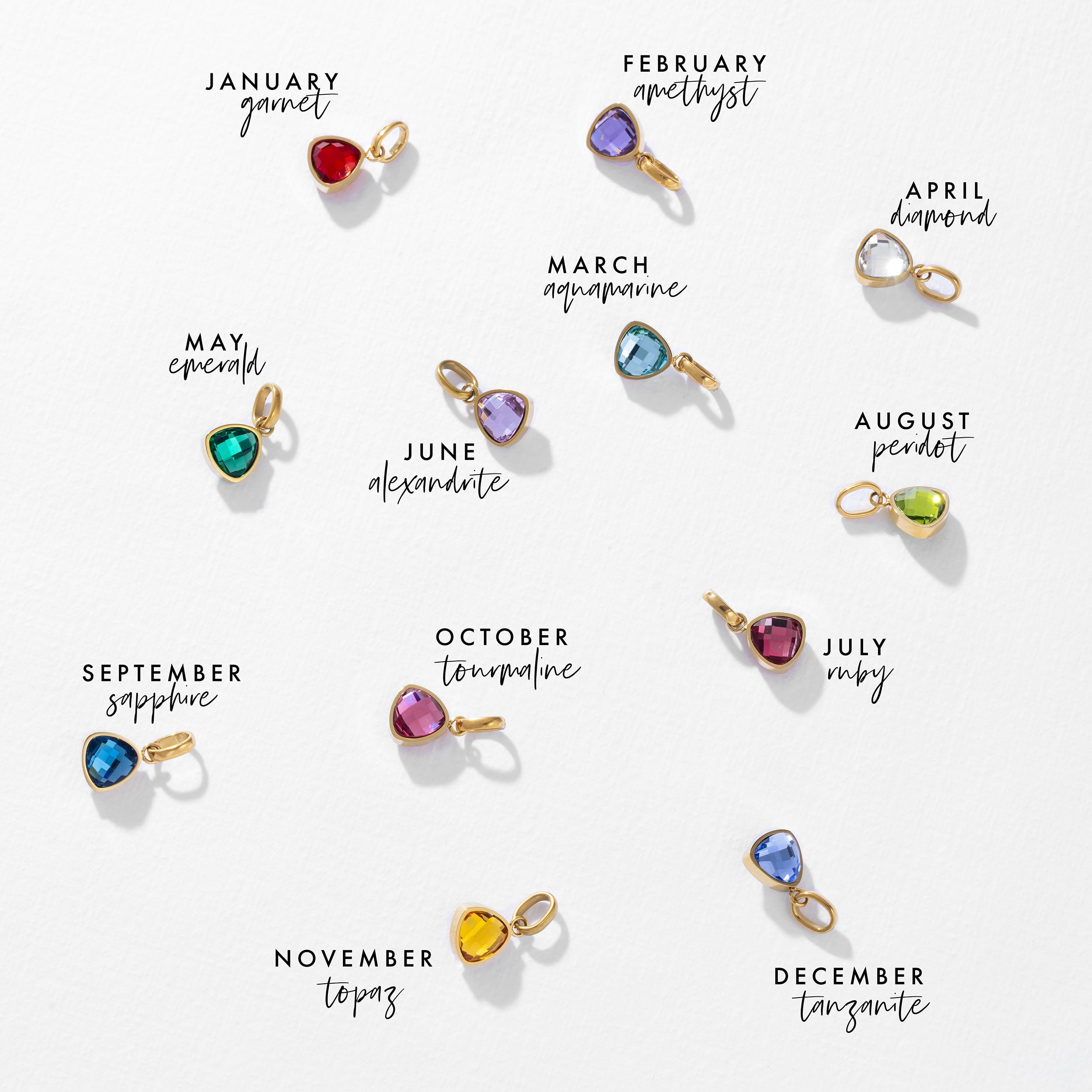 Letter & birthstone necklace gold