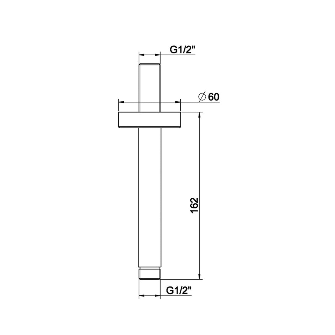 UniMatch douchearm met plafondbevestiging 15 cm gunmetal PVD