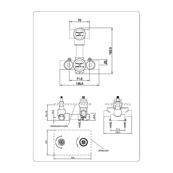 Wiesbaden Inbouw 2-weg douchethermostaat