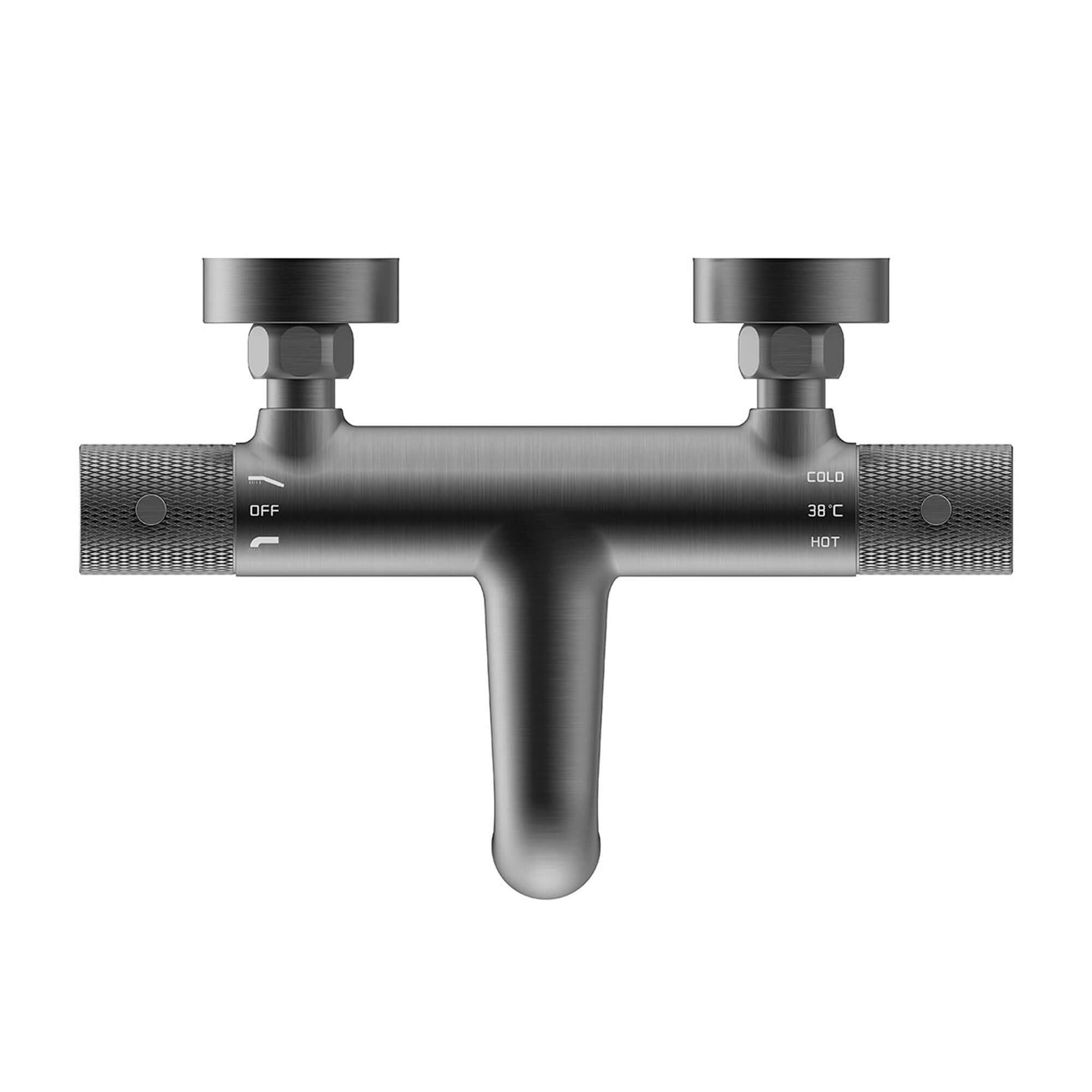 Wiesbaden Ribbd middenafstand 15 cm Gunmetal badthermostatische mengkraan