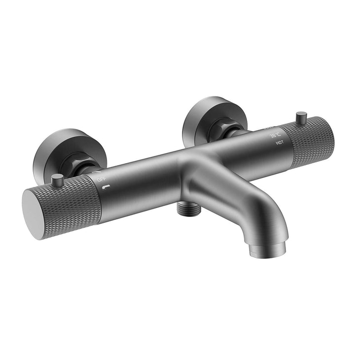 Wiesbaden Ribbd middenafstand 15 cm Gunmetal badthermostatische mengkraan