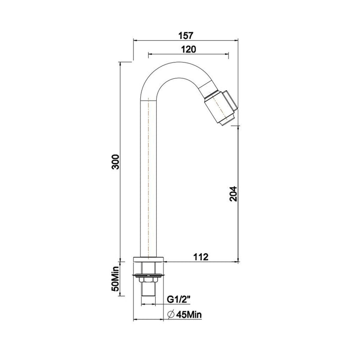 Wiesbaden Victoria 1/2" XL Toiletkraan Chroom