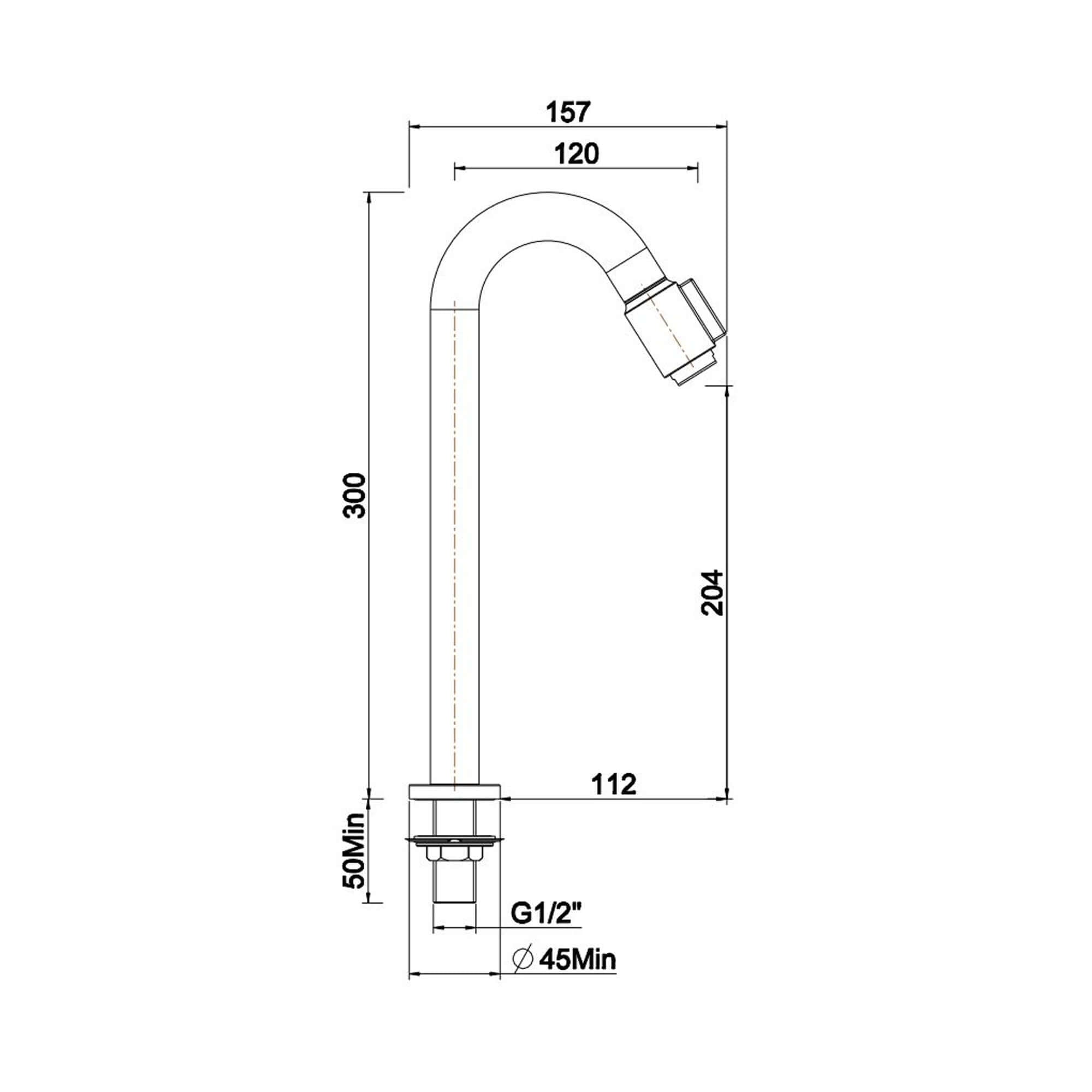 Wiesbaden Victoria 1/2" XL Toiletkraan Mat Zwart
