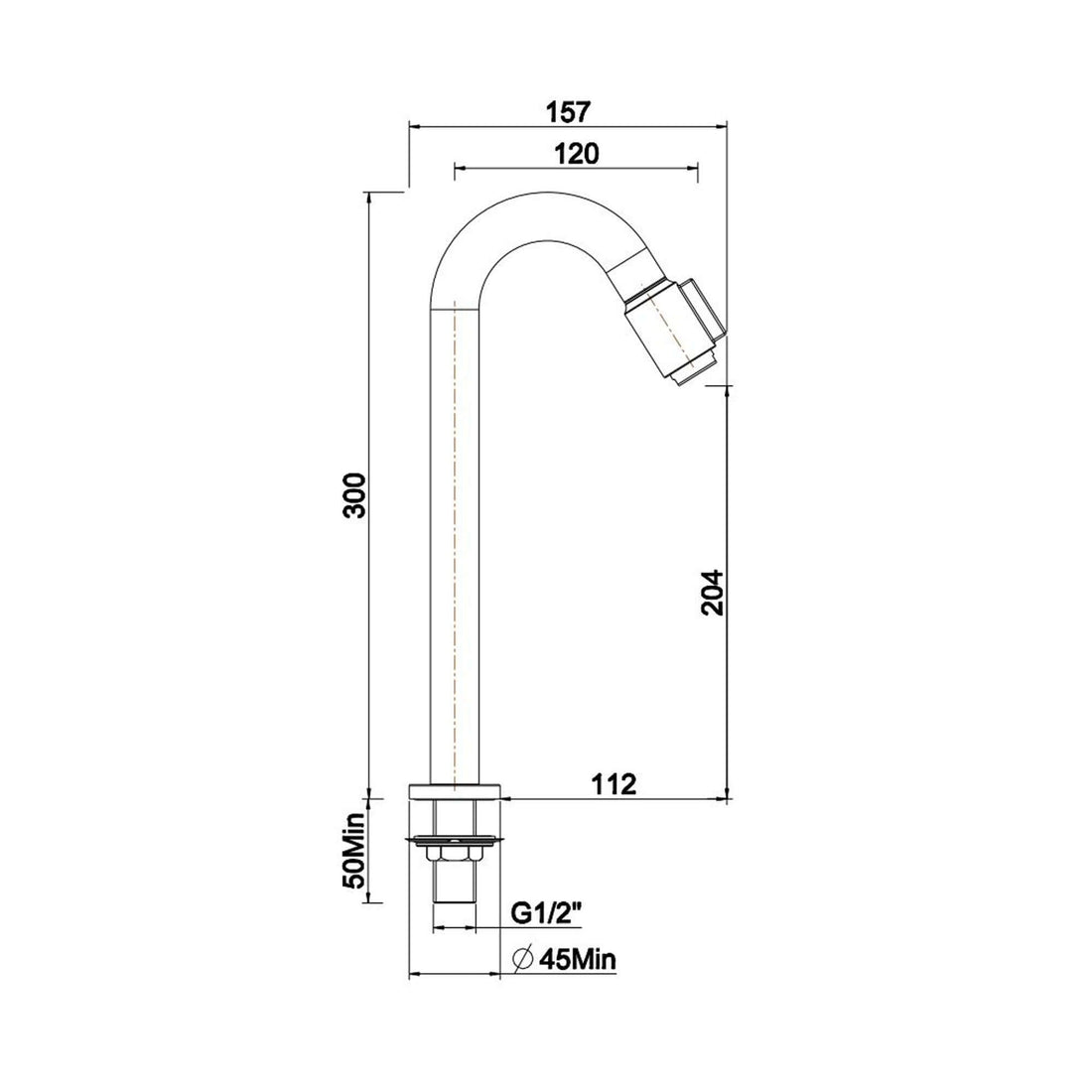 Wiesbaden Victoria 1/2" XL Toiletkraan Mat Zwart