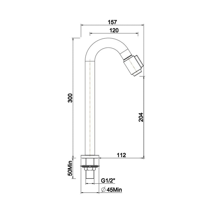 Wiesbaden Victoria 1/2" XL Toiletkraan Mat Zwart