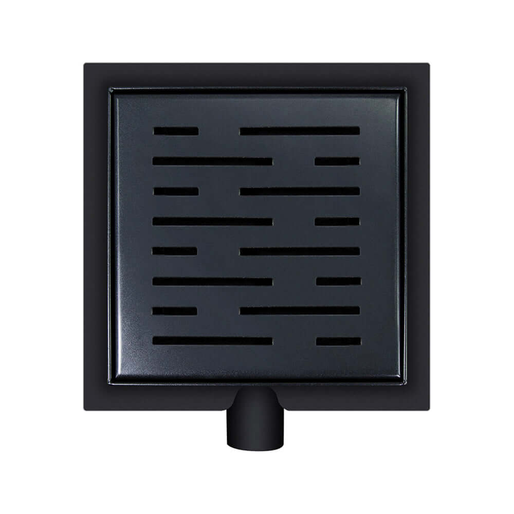 Wiesbaden Mat Zwart 20x20 cm Douchegoot met Flens en Zijuitlaat