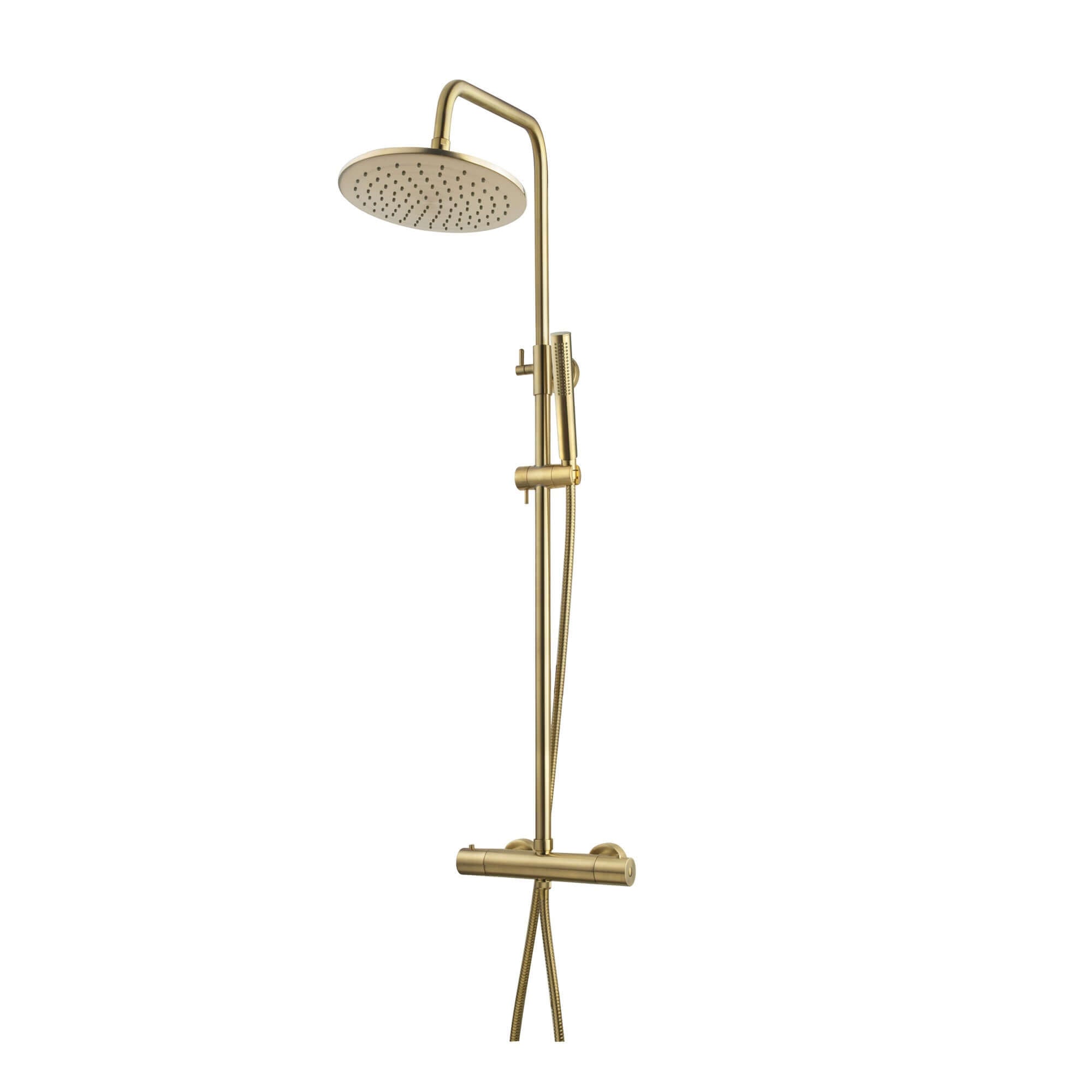 Wiesbaden regendouche 25 cm regendouche met handdouche geborsteld messing gouden constructie