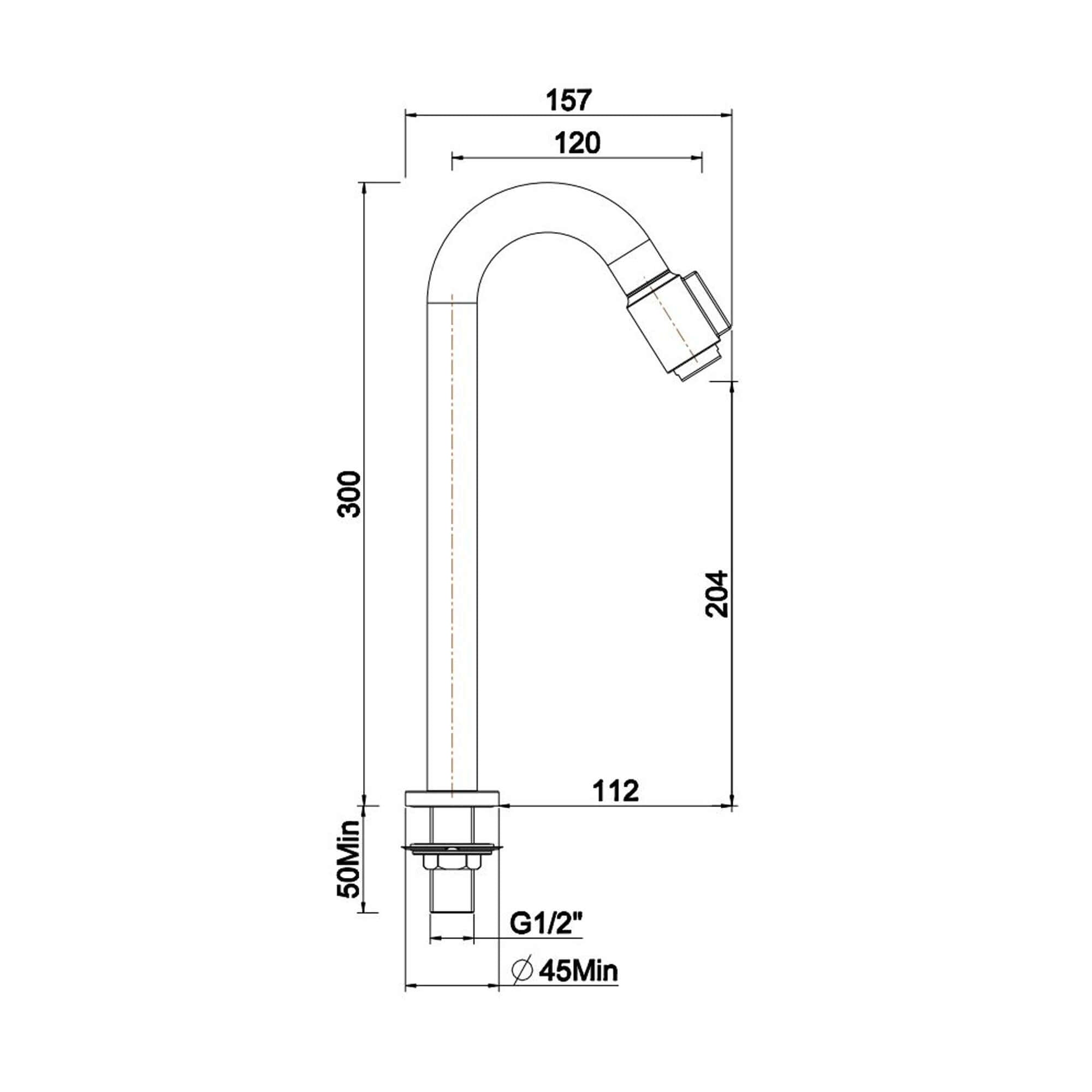 XL Toiletkraan Wiesbaden Victoria 1/2" in Geborsteld Staal
