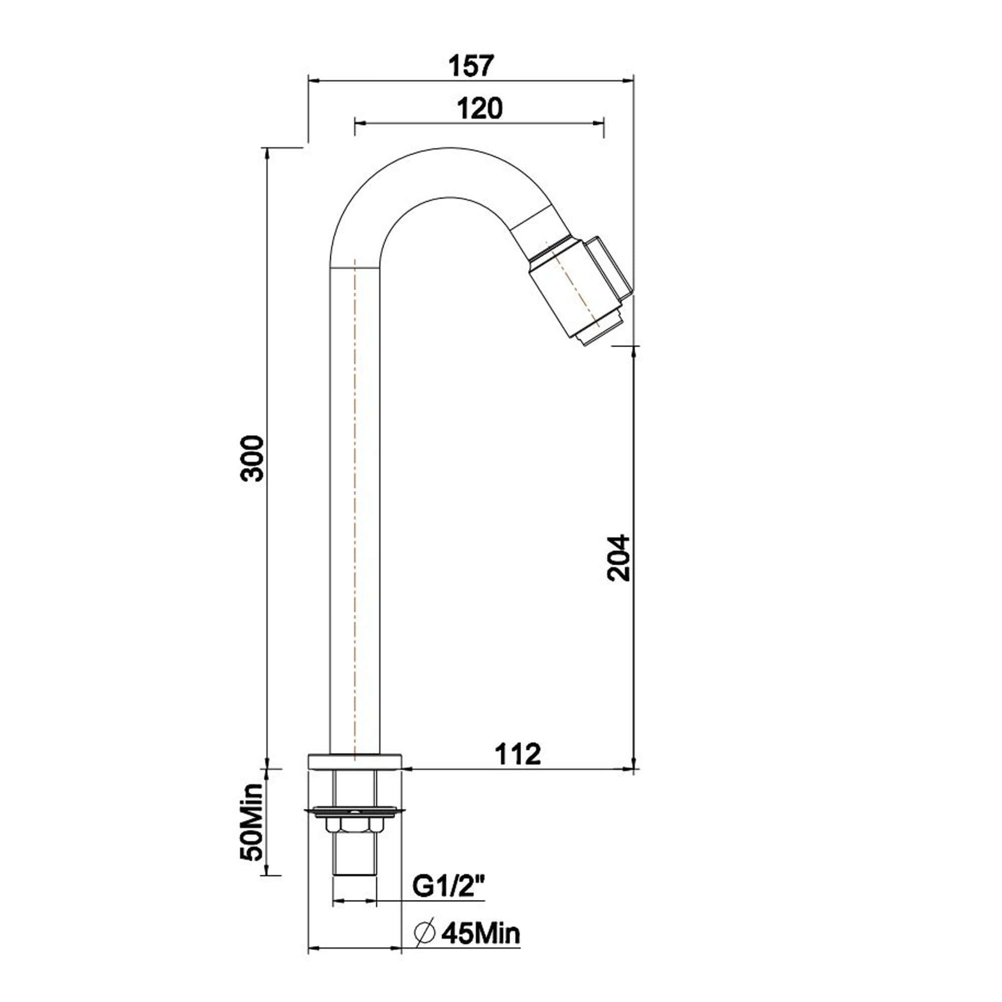 XL Toiletkraan Wiesbaden Victoria 1/2" in geborsteld messing