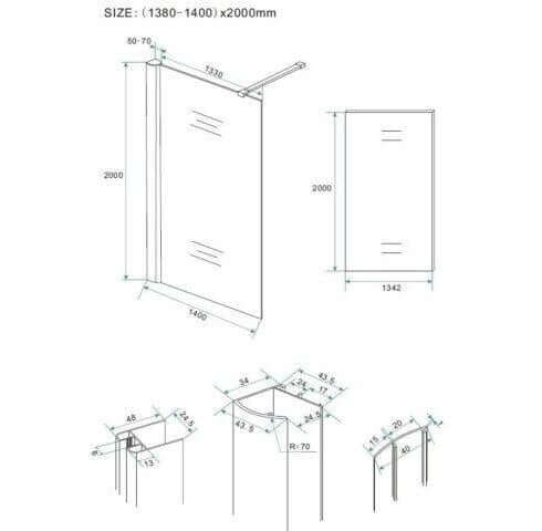 Actie Wiesbaden Douchewand Nano Coating Helder 140x200 Inloopdouche