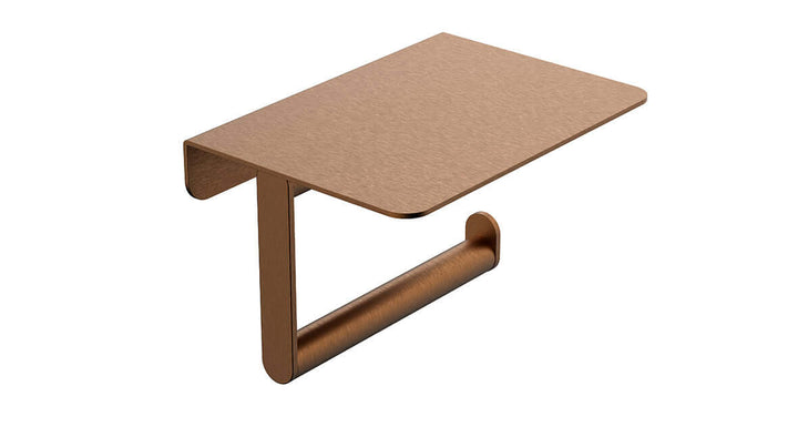 Alonzo Toiletrolhouder met Plank Geborsteld Brons Koper Wiesbaden