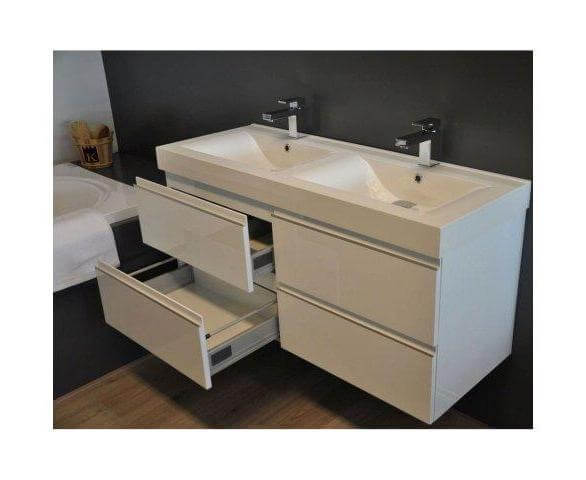 Sigid Badkamermeubelset Wiesbaden 120x46x58 cm MDF Hoogglans Wit (2 Kraangaten, 4 Laden)