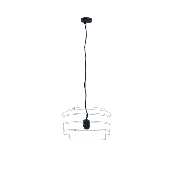 Pendant Electric Unit (Universal E27) 150cm - Stainless Steel wire-Fabric power cable-Black-"Beam" - Goat Corp
