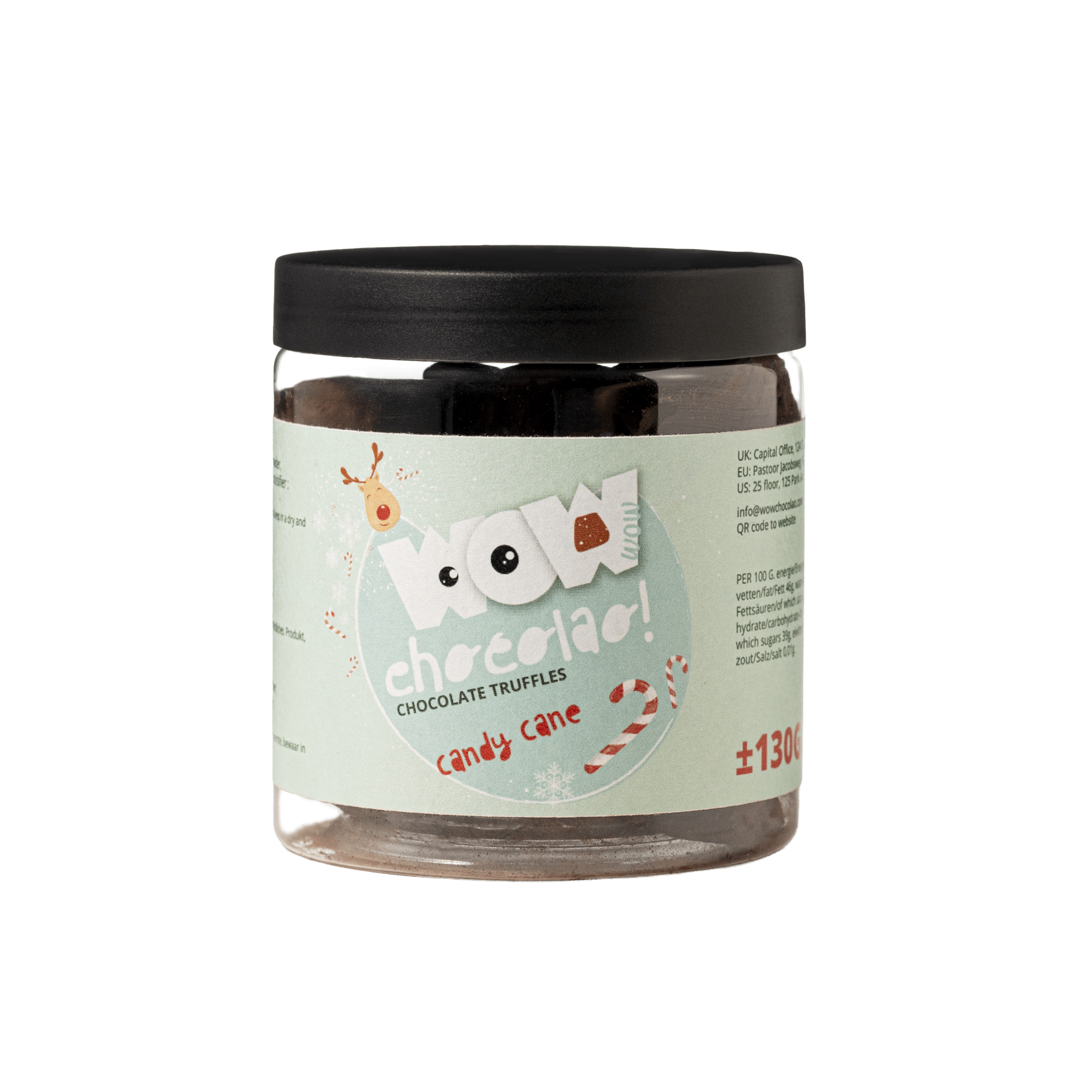 Candy Cane Christmas Truffles Gift Jar 130g | Peppermint Holiday Chocolate