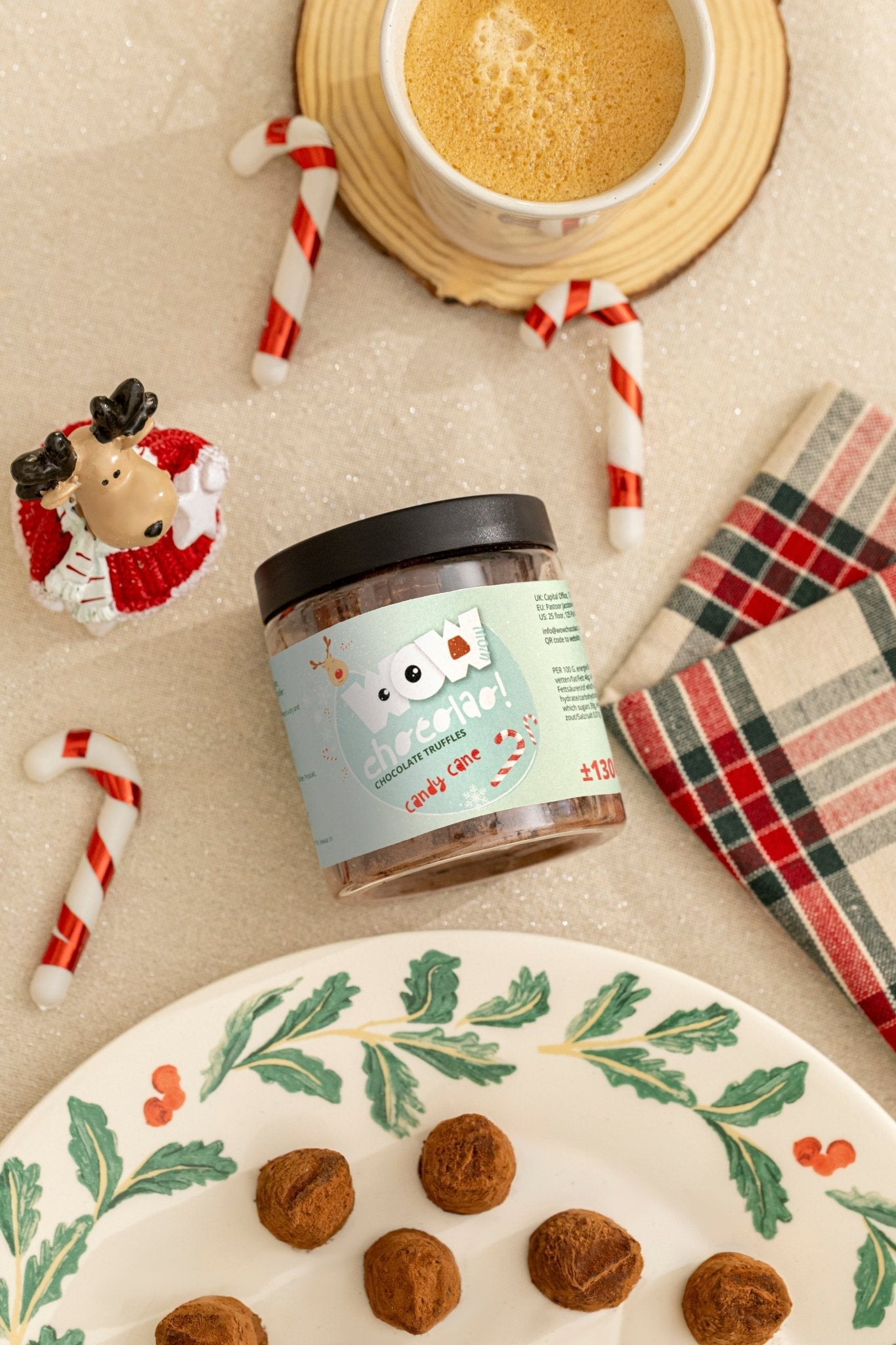 Candy Cane Christmas Truffles Gift Jar 130g | Peppermint Holiday Chocolate