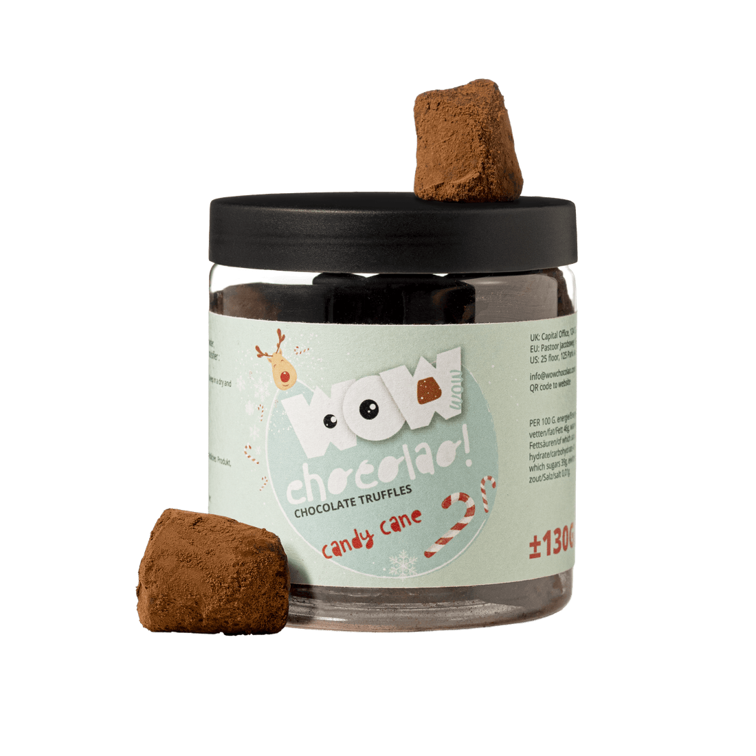 Candy Cane Christmas Truffles Gift Jar 130g | Peppermint Holiday Chocolate