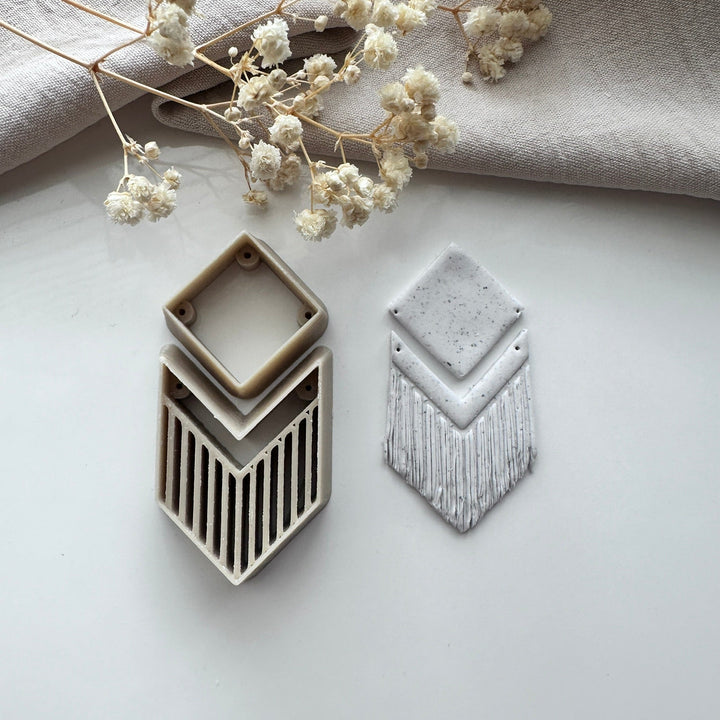 Chevron square ruffle cutter set met boorhulp - Goat Corp