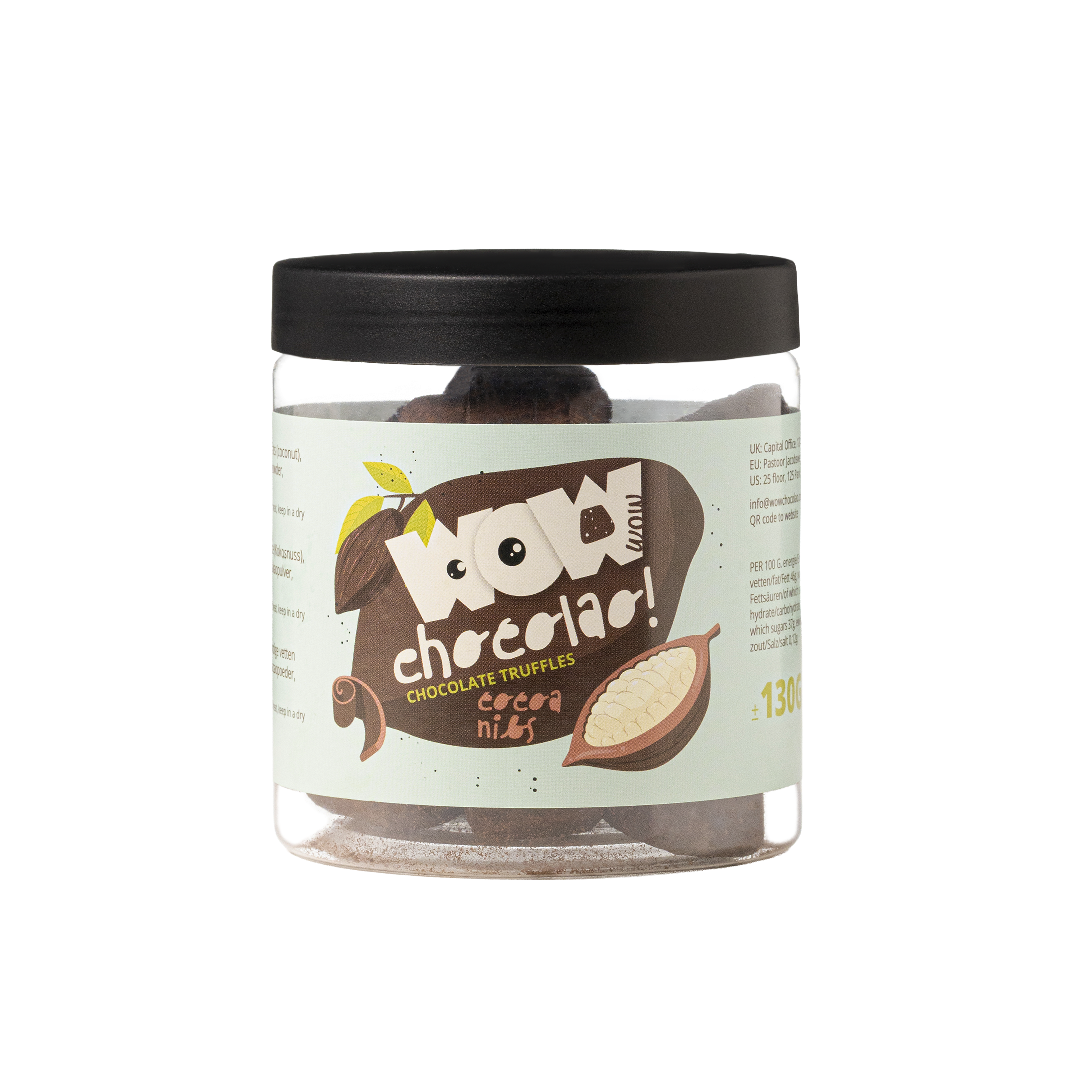 Cocoa Nibs Chocolate Truffles Gift Jar 130g | Crunchy Cocoa Chocolate