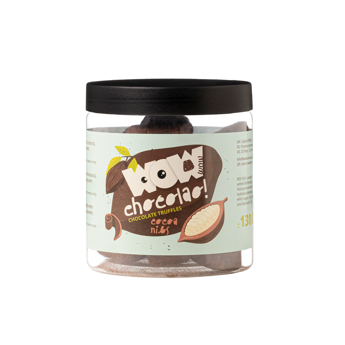 Cocoa Nibs Chocolate Truffles Gift Jar 130g | Crunchy Cocoa Chocolate