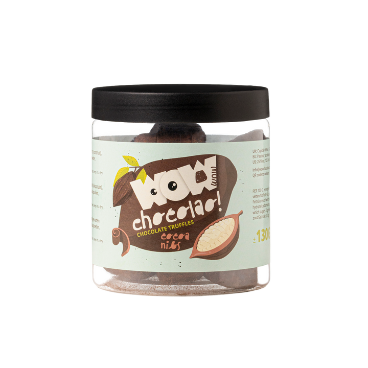 Cocoa Nibs Chocolate Truffles Gift Jar 130g | Crunchy Cocoa Chocolate