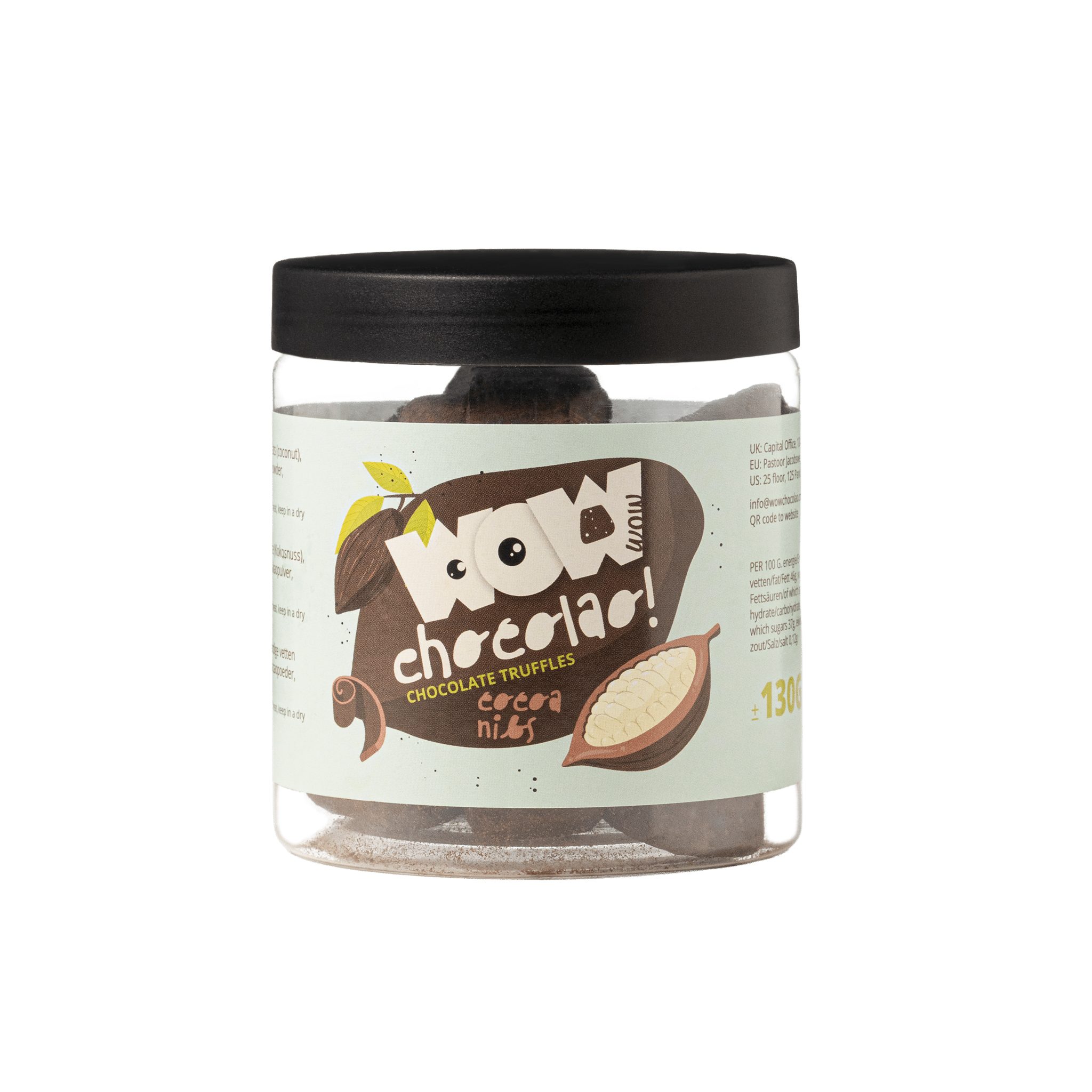 Cocoa Nibs Chocolate Truffles Gift Jar 130g | Crunchy Cocoa Chocolate