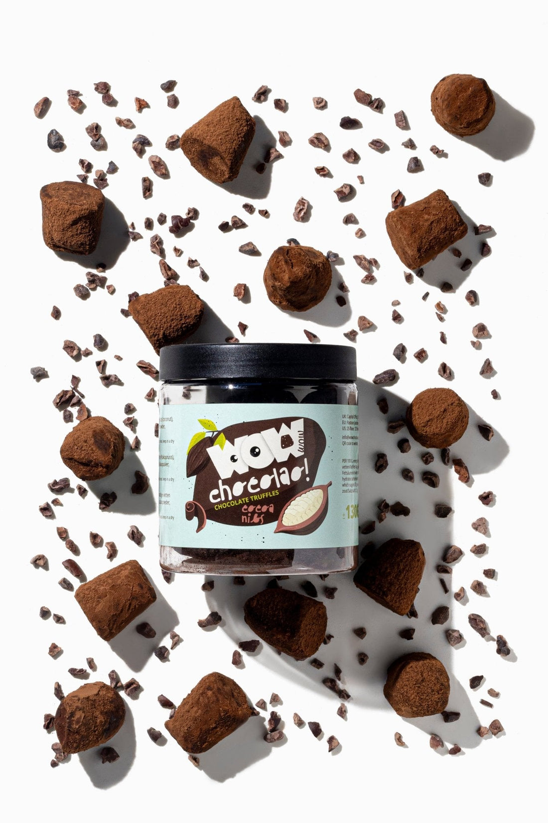 Cocoa Nibs Chocolate Truffles Gift Jar 130g | Crunchy Cocoa Chocolate