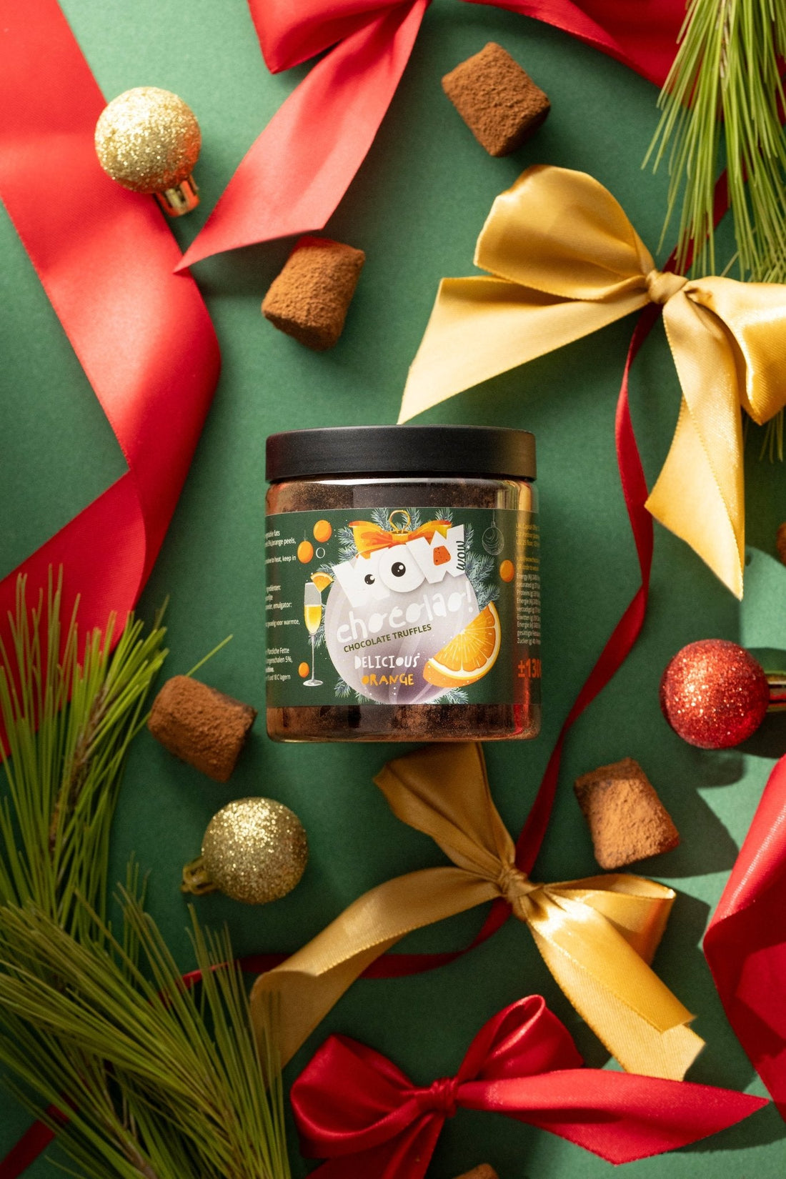 Confit Orange Christmas Truffles Gift Jar 130g | Festive Orange Chocolate