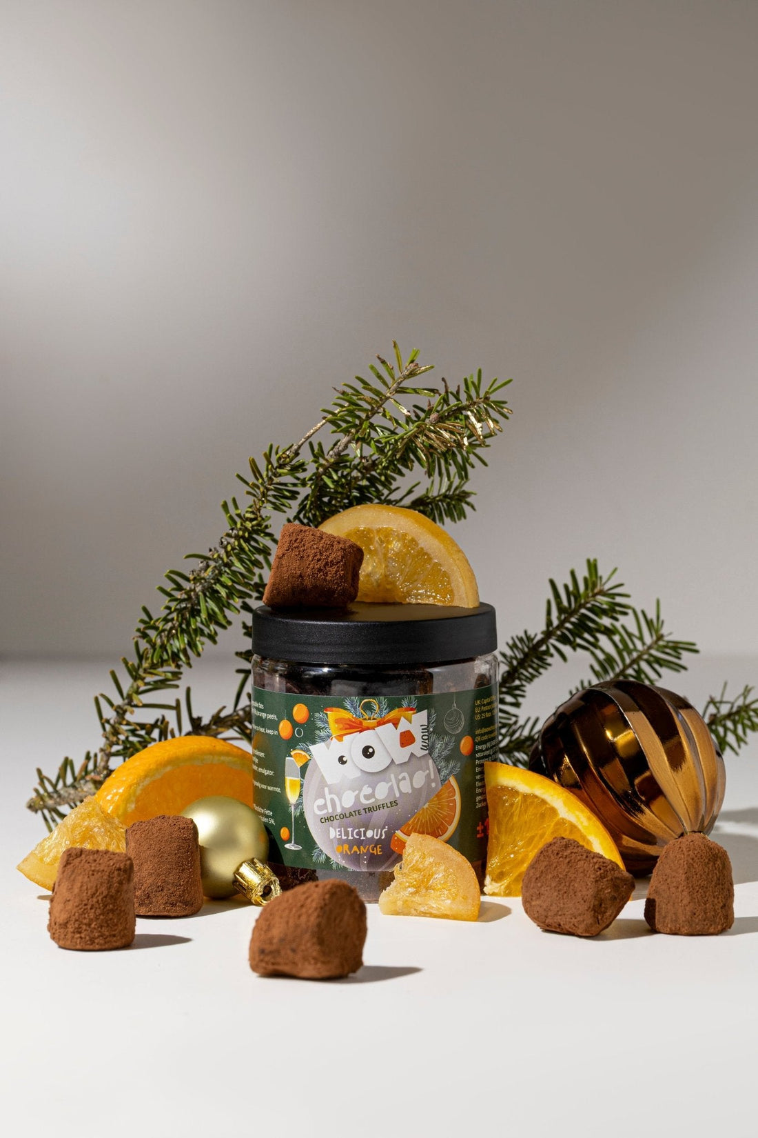 Confit Orange Christmas Truffles Gift Jar 130g | Festive Orange Chocolate