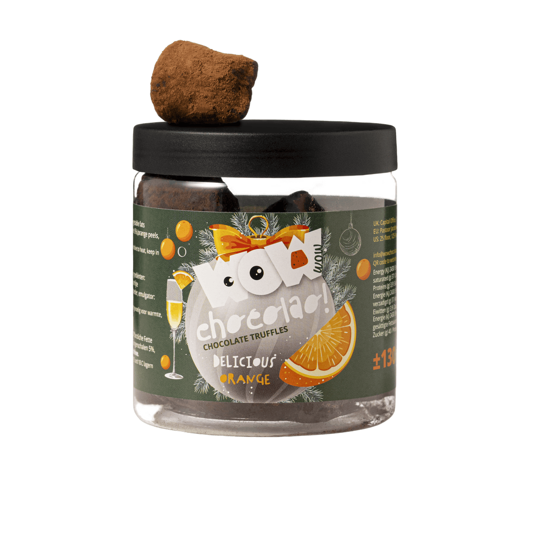 Confit Orange Christmas Truffles Gift Jar 130g | Festive Orange Chocolate