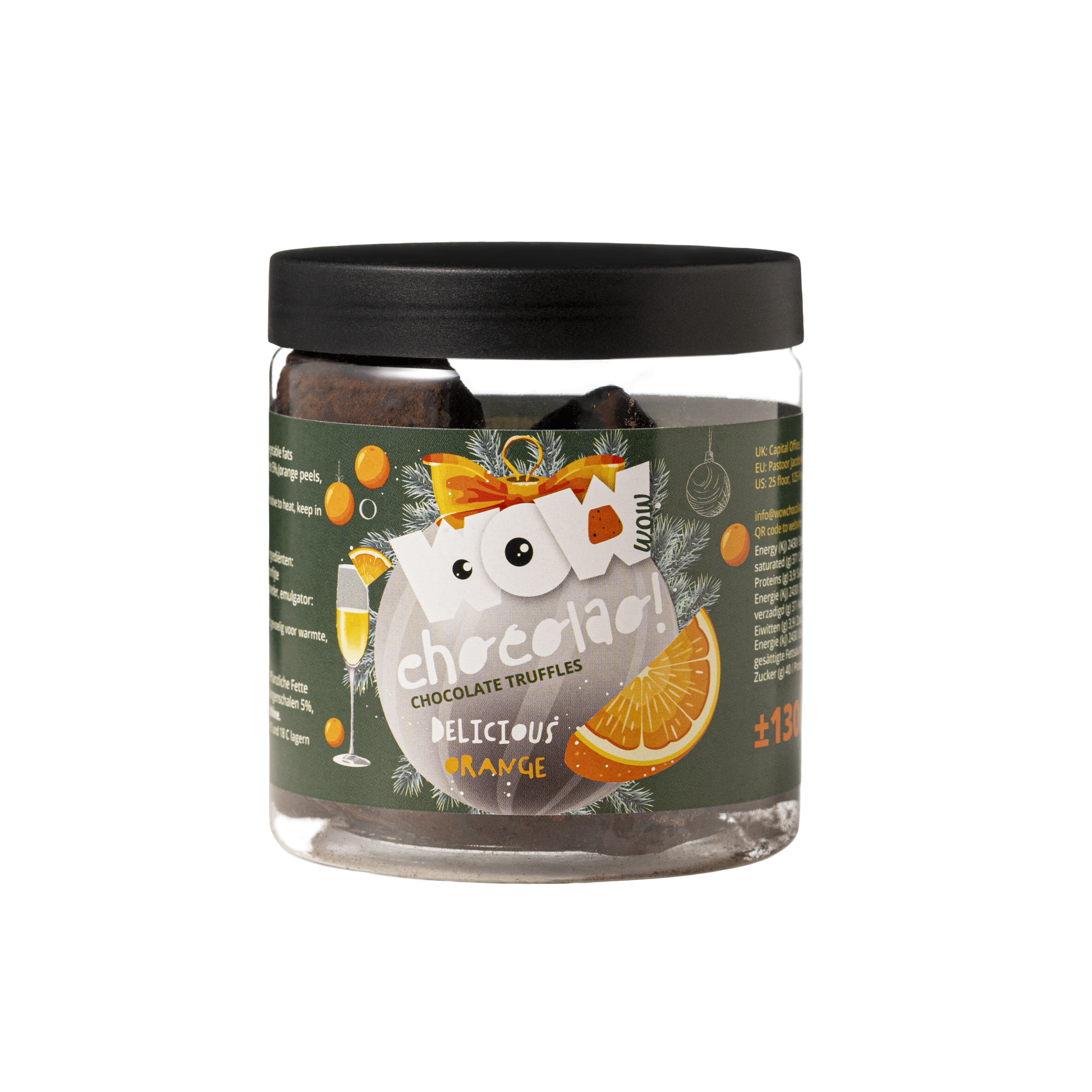 Confit Orange Christmas Truffles Gift Jar 130g | Festive Orange Chocolate