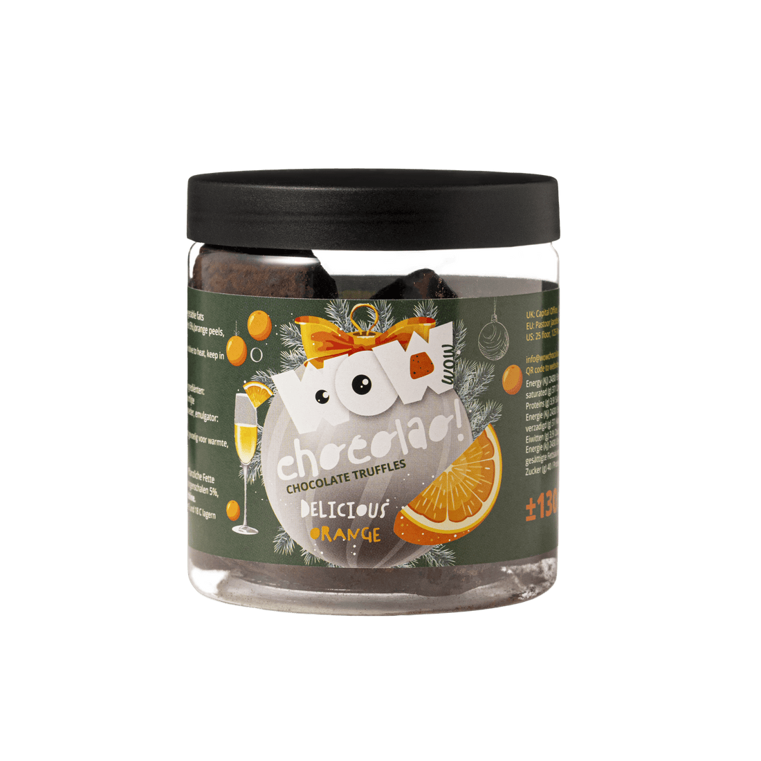 Confit Orange Christmas Truffles Gift Jar 130g | Festive Orange Chocolate