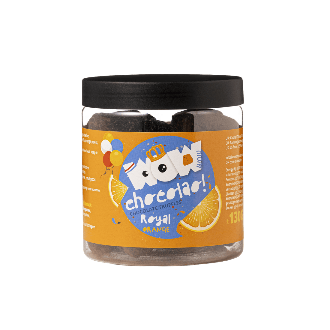 Confit Orange Kings Day Truffles Gift Jar 130g | Royal Orange Chocolate